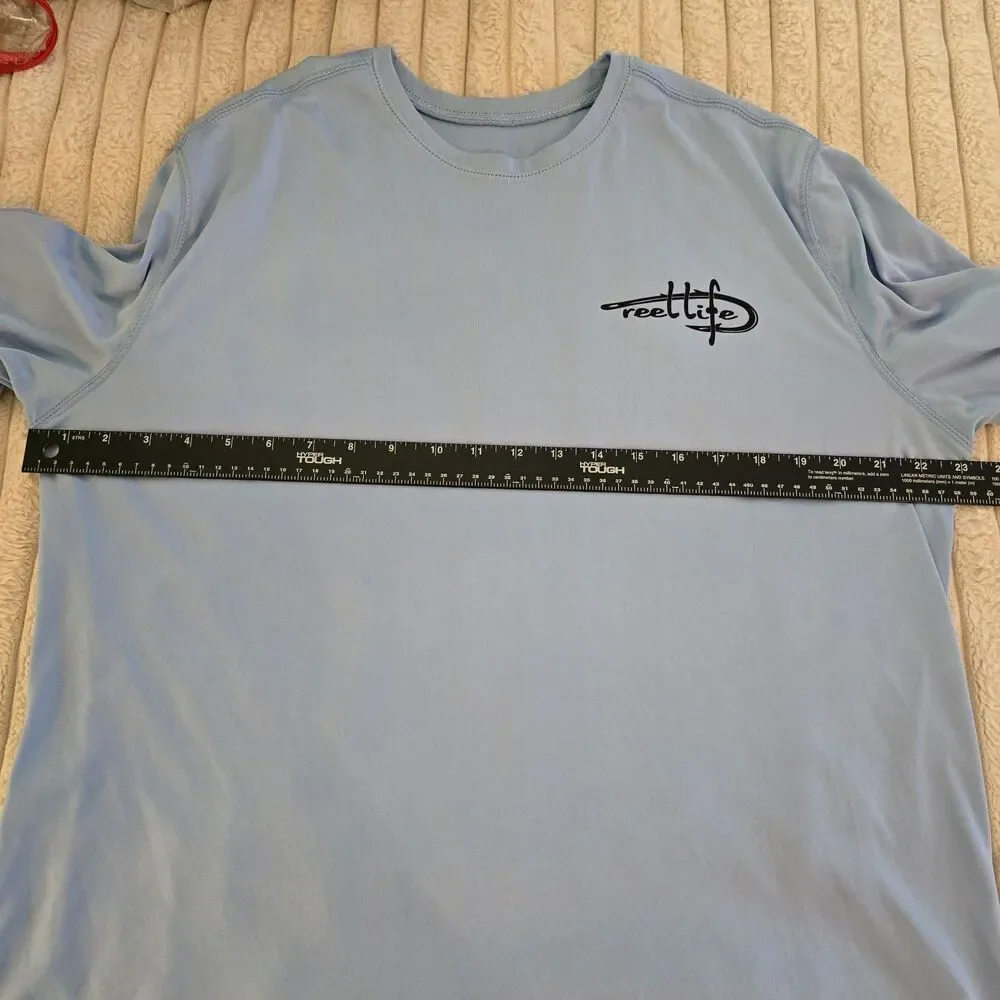 REEL LIFE Men's Blue Fishing Shirt Long Sleeve Performance Size Missing See Pics